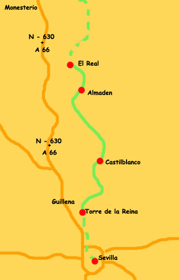 Map Torre de la Reina to El Real de la Jara